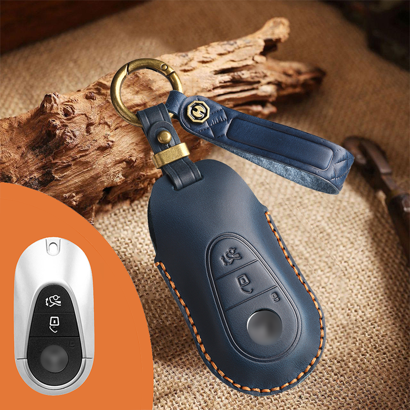 Genuine Leather Key Fob Cover for Mercedes-Benz