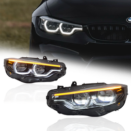 GTS Style LED Headlights for BMW 4-Series 2013-2020 F32 F82 F36 with Yellow DRL