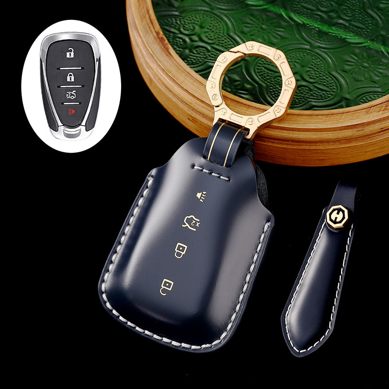 High-End Leather Key Cover Compatible with Chevrolet Malibu, Trailblazer, and Cruze