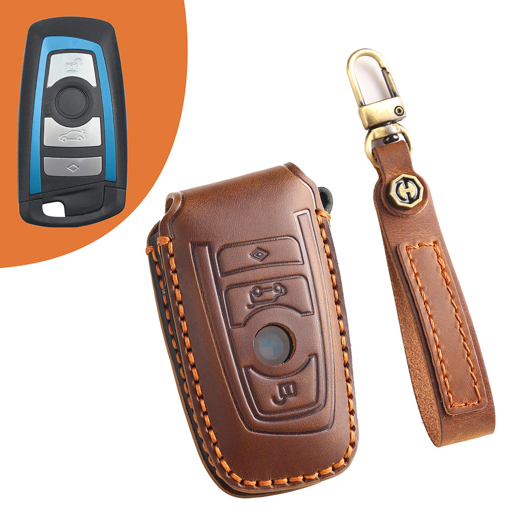 Leather Smart Car Key Protective Cover for BMW 3 5 7 Series x1 x2 x3 x4 x5 x6 x7 and Other Models