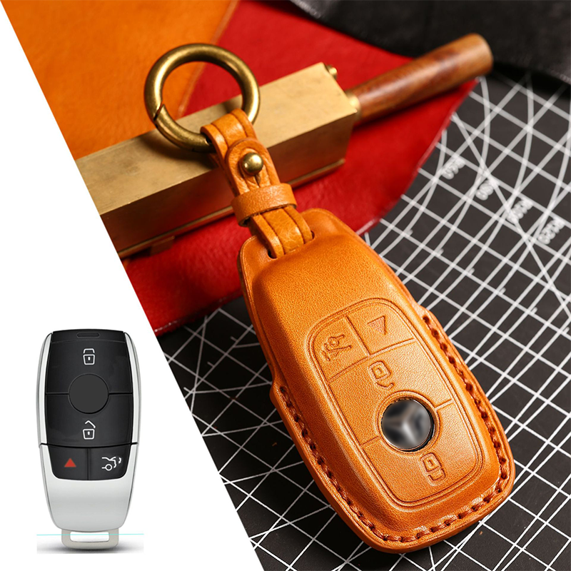 Suitable For Mercedes-Benz C-Class E-Class/GLK/R350/GL/GLC High-End Protection High-Quality Leather Key Cover