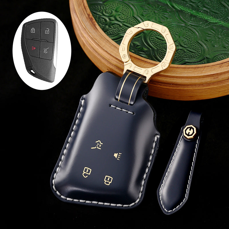 Genuine Cowhide Leather Key Fob Cover for Buick, Car Key Shell Case, Keychain Protector, Fits 3-7 Button Buick Key Fobs