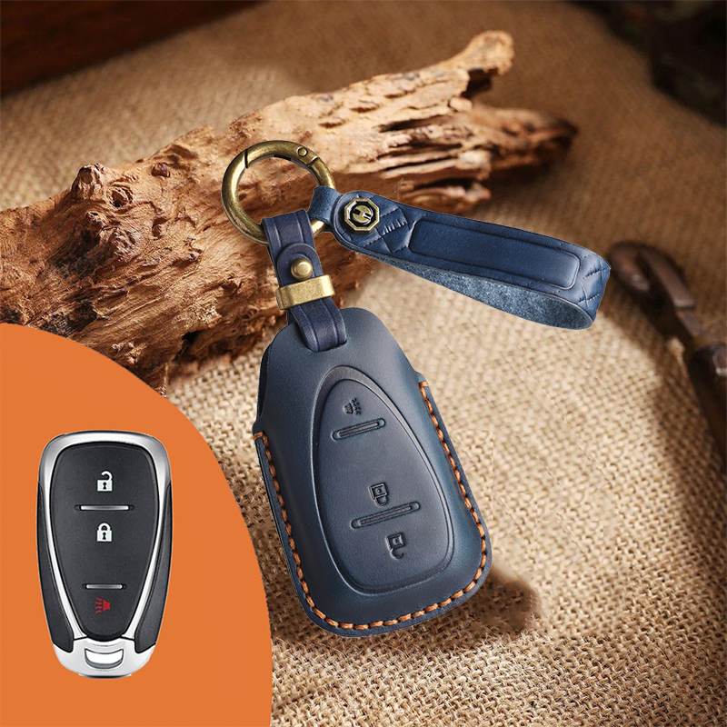 Genuine Leather Key Fob Cover for Chevrolet (2-6 Buttons)