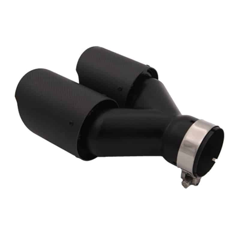 Car exhaust tip carbon fiber double row y-shaped exhaust tip black, inlet 63mm outlet 89mm