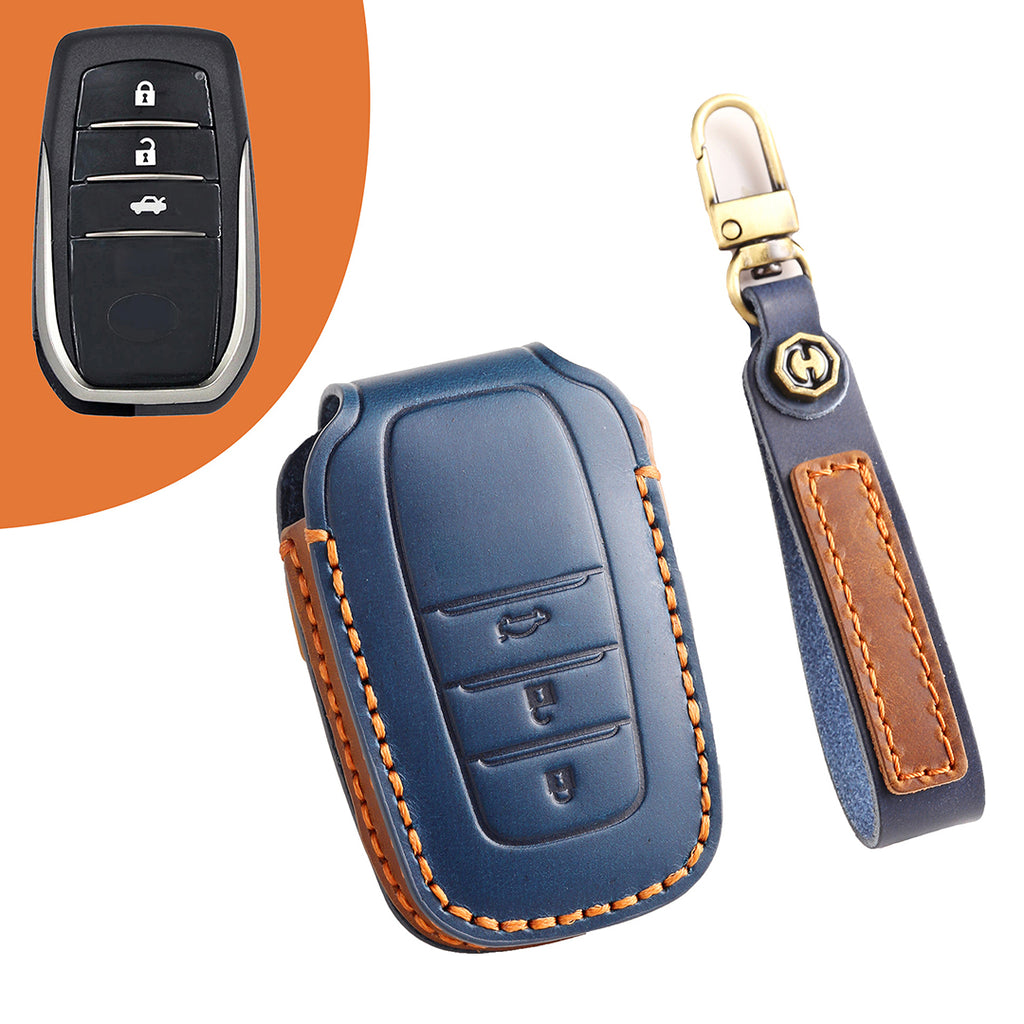 Leather Smart Car Key Cover Case for Toyota Camry, Rav4, Highlander high-end