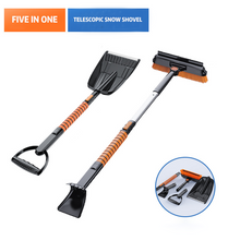 Load image into Gallery viewer, 5 in 1 Ice Shovel and Retractable Snow Brush Emergency Snow Shovel Snow Broom with Foam Handle 180° Rotating Brush Head Snow Shovel for Cars, Trucks, SUVs, Vehicles