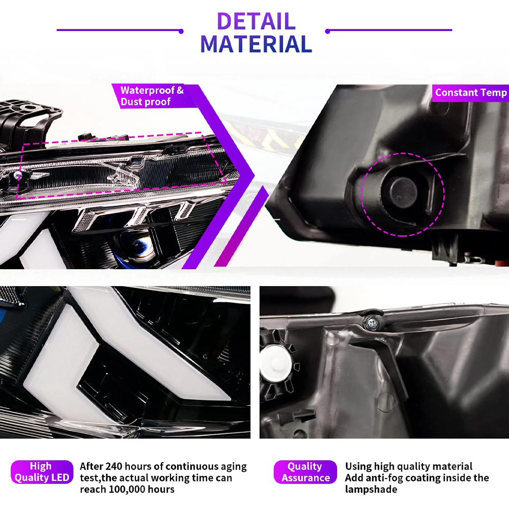 Demon Eye LED Headlights for 2016-2021 Honda Civic 10th Gen Projector Front Lamp Assembly (Pair)