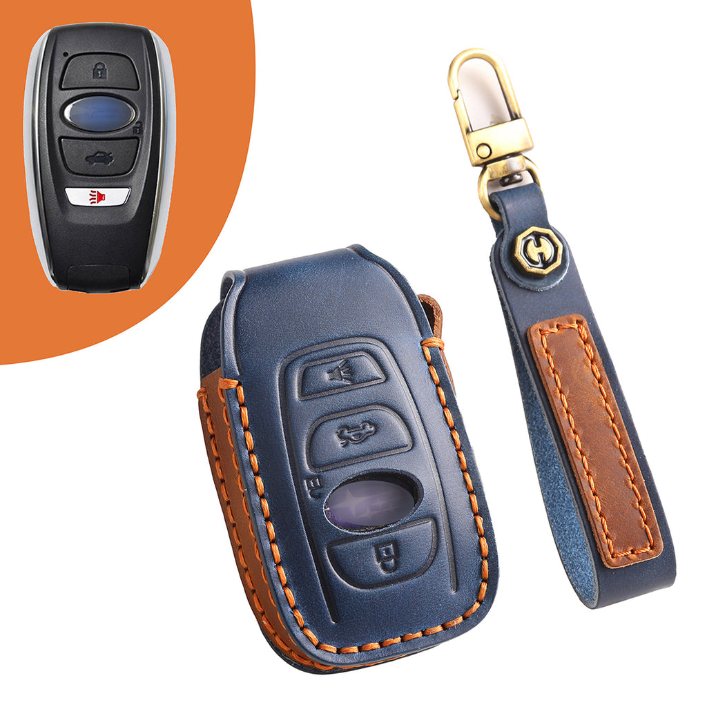 Leather Smart Car Key Cover Case for Subaru Outback, Forester, Impreza, Legacy, and XV