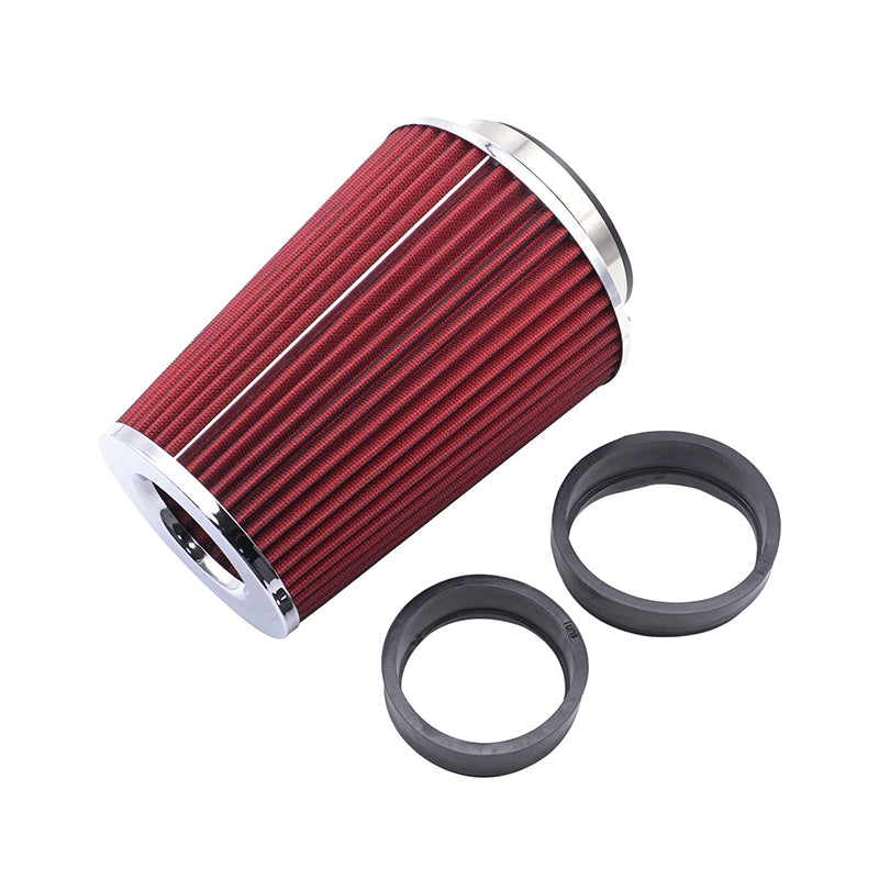 3",3.5",4" Universal Clip-On Air Filters: High-performance, washable filters with a conical shape.