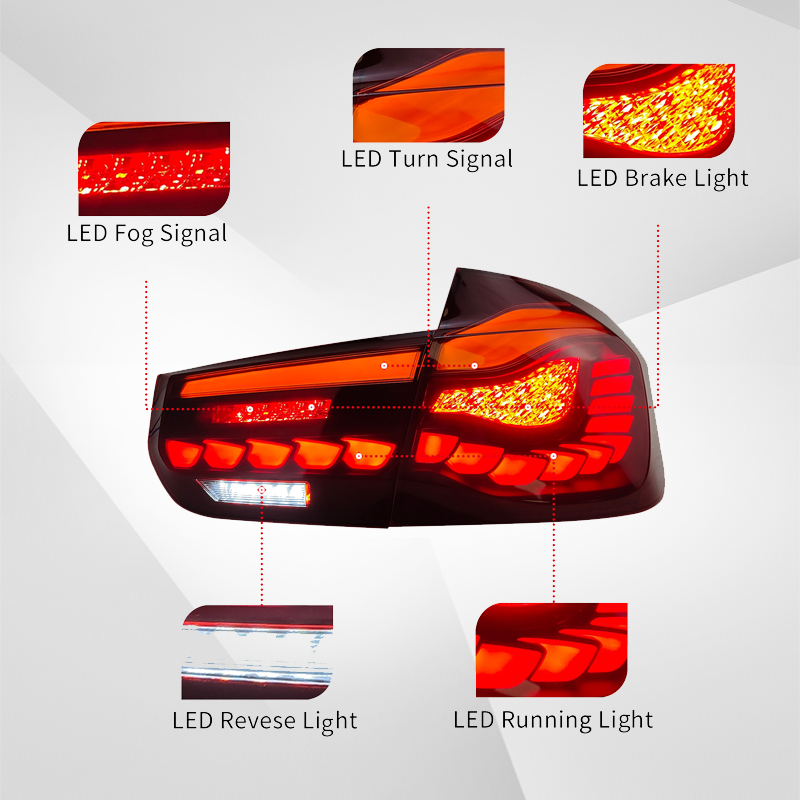 Suitable for BMW 3 Series/M3 (2013-2018, F30/F35) LED Dragon Scale Tail Light Assembly