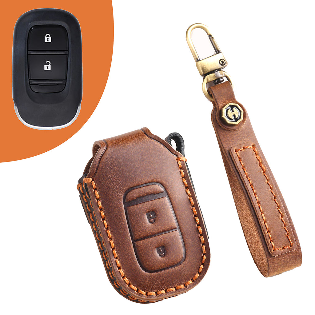 Leather Car Key Covers for Honda Models Accord Civic CR-V HR-V Pilot