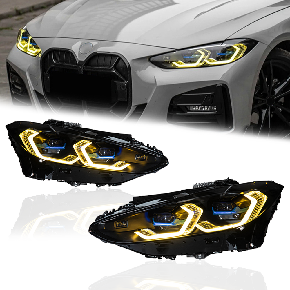 Laser Style Headlights for BMW 4 Series G22 G23 G26 M3 M4 (2021 - Present) Assembly Upgrade, Amber DRL
