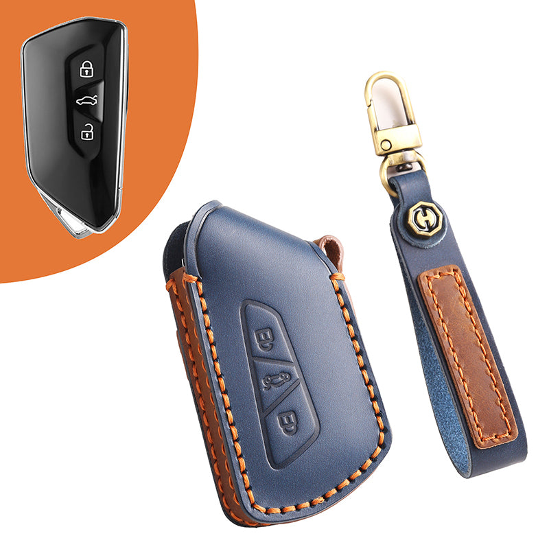 Genuine Leather Key Fob Cover for All 3-Button Volkswagen Key Fobs