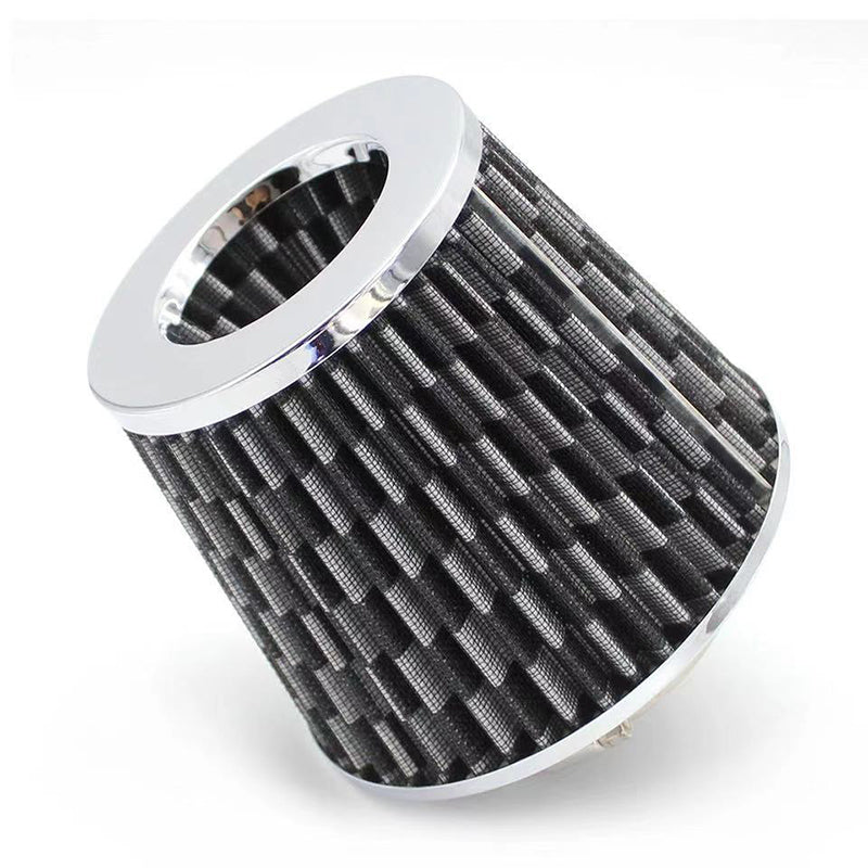 Universal Clamp-On Air Filter, Available in 64mm, 76mm, 89mm, and 100mm Sizes, High Flow Round Tapered Cone, Closed-Top Cool Air Filter Cleaner