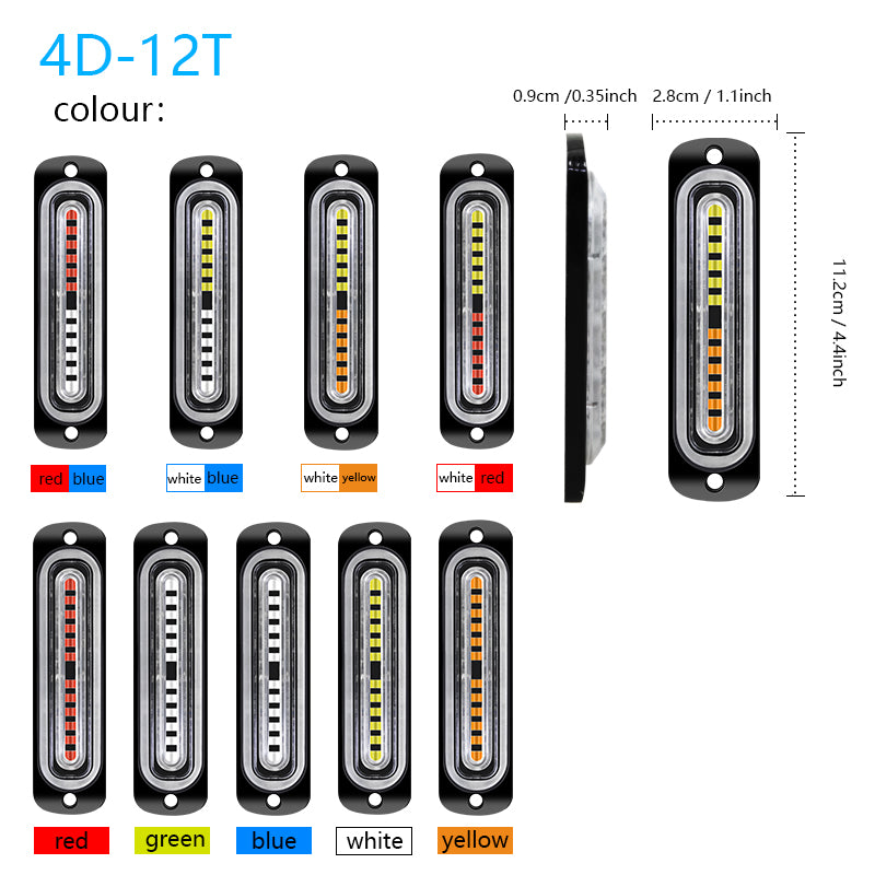 8pcs 12 LED Synchronous Function Emergency Strobe Grille Lights, Ultra-Thin Surface Mount Hazard Warning Flasher Chasing Lights