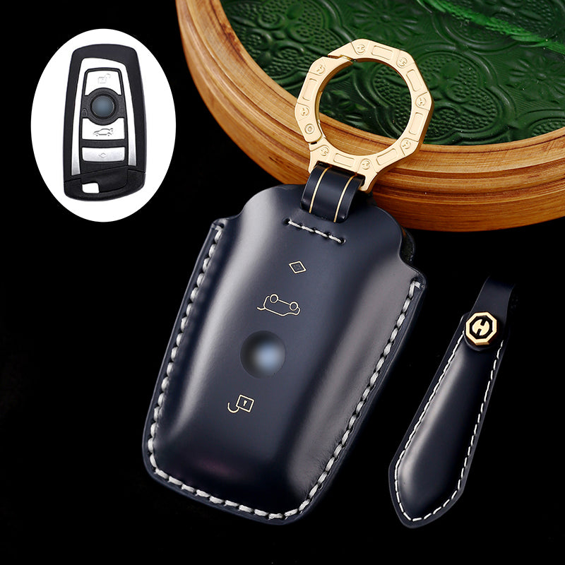 High-Quality Leather Car Key Cover, Suitable for BMW 5 Series, 7 Series, and Other Models