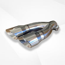 Load image into Gallery viewer, NEW Dual Slant-Cut Stainless Steel Exhaust Tip – 3&quot; Inlet, 8.27&quot; Outlet, 16&quot; Long Universal Bolt-On Exhaust Pipe