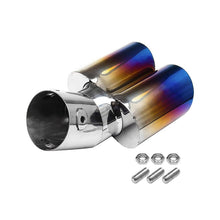 Load image into Gallery viewer, 2.5-3 inch inlet exhaust pipe stainless steel bevel cut exhaust tip universal bolt-on dual outlet tailpipe