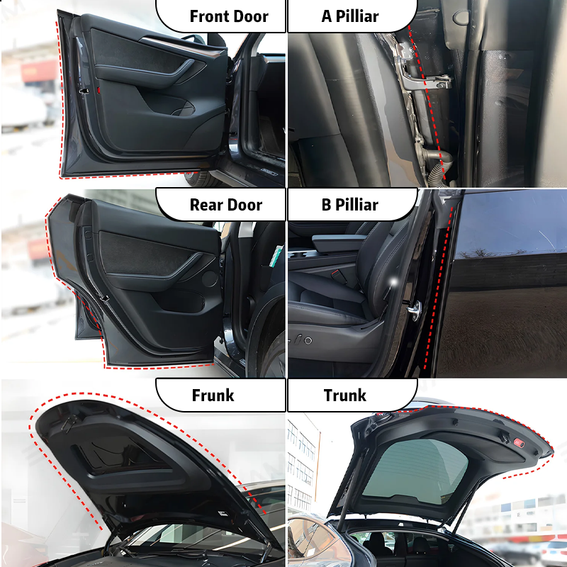 Car Door Seal Kit: Sound-Insulating Rubber for Tesla and Other Popular Models