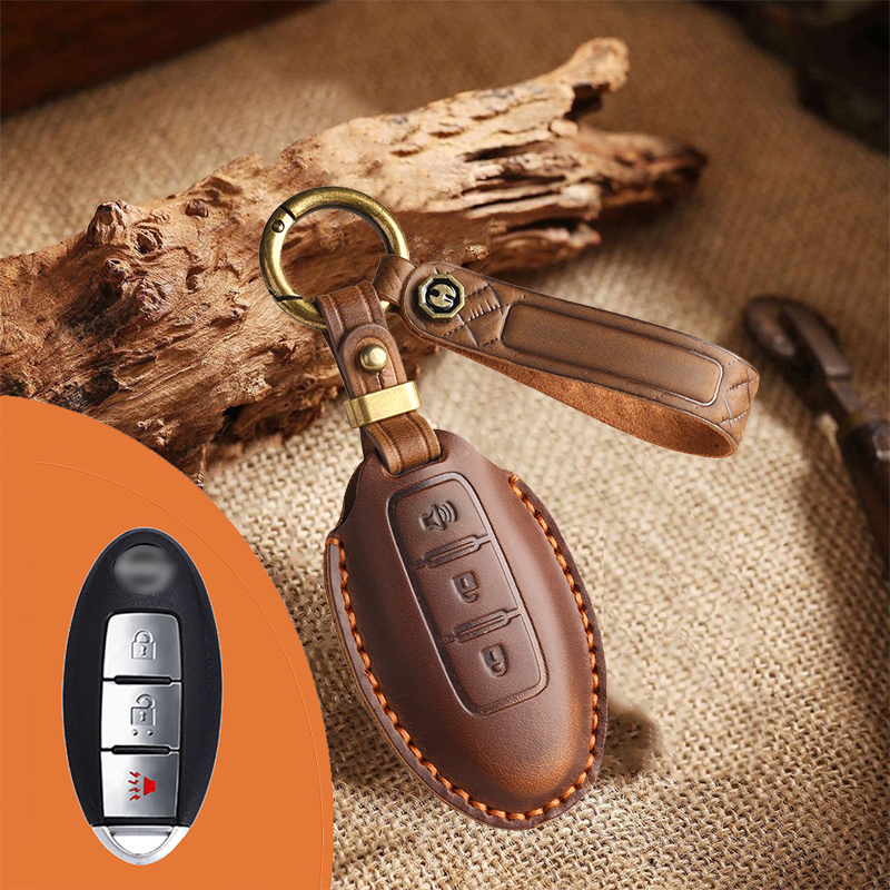 Genuine Leather Key Fob Cover for Nissan (3-5 Button)