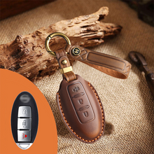 Load image into Gallery viewer, Genuine Leather Key Fob Cover for Nissan (3-5 Button)