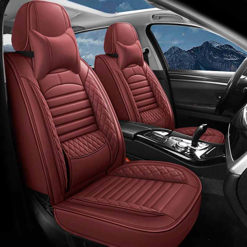 Universal Leather Car Seat Covers With Lumbar Support Fit for Most Cars