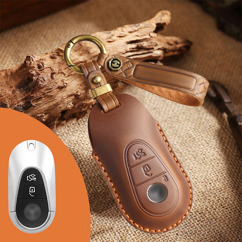 Genuine Leather Key Fob Cover for Mercedes-Benz