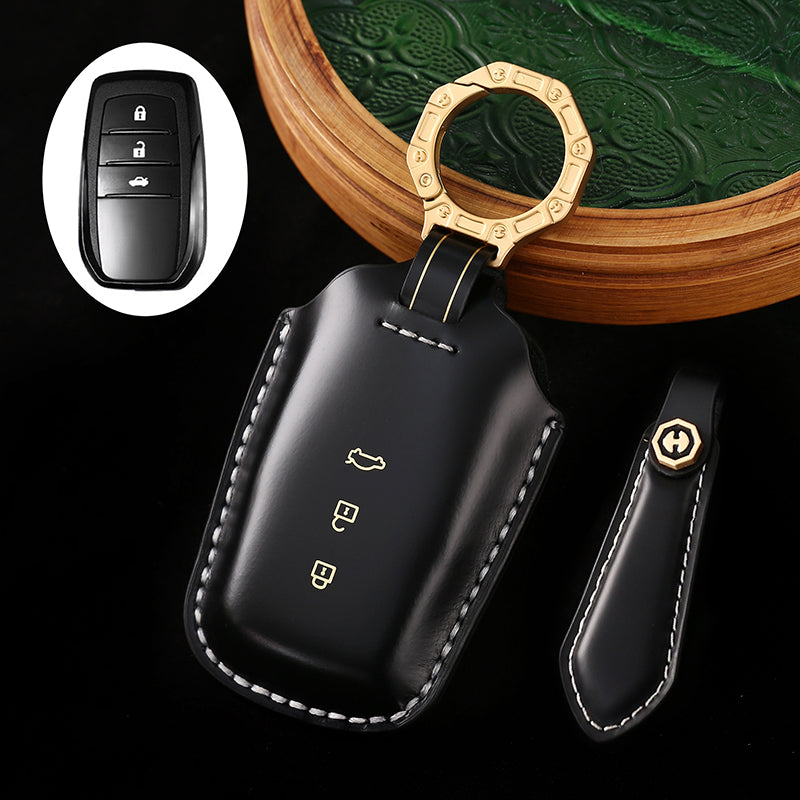 High-End Leather Key Cover with Gift Box, Suitable for Toyota Highlander, Alphard, Previa, and Vellfire