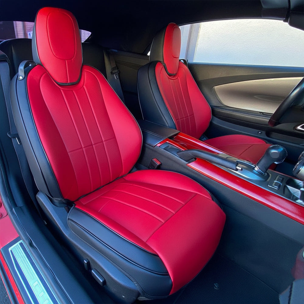 Chevy Camaro Coupe Seat Covers (2010–2015, LT/LS/RS/SS) – Custom Fit Full Set, Waterproof Faux Leather