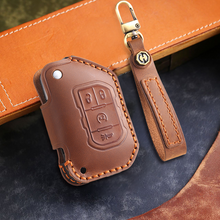 Load image into Gallery viewer, Genuine Leather Key Fob Cover for Jeep Wrangler JK and JL