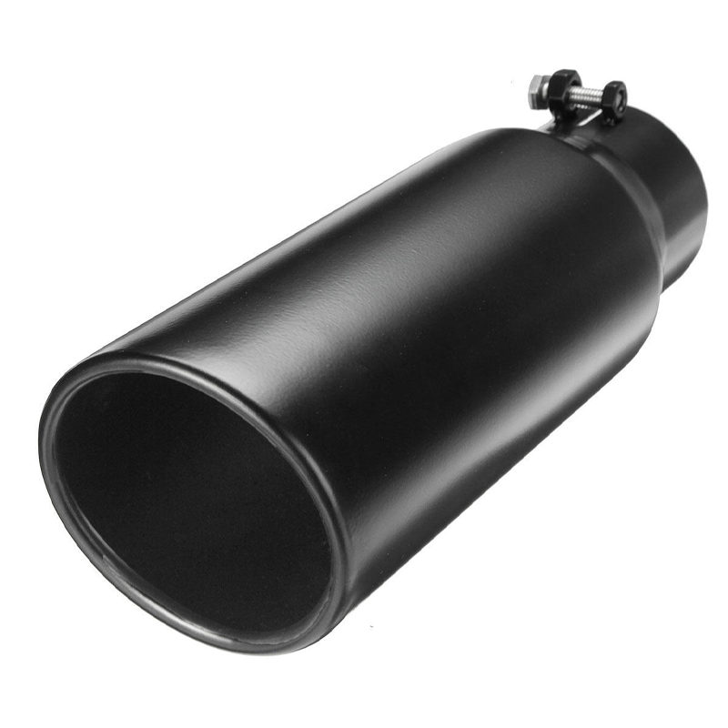 Universal Diesel Truck Angled Black 12 inch Bolt On Exhaust Tip 2.99-4.02 In 4.02-5.98 Out Stainless Steel