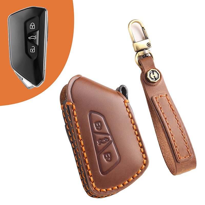 Genuine Leather Key Fob Cover for All 3-Button Volkswagen Key Fobs