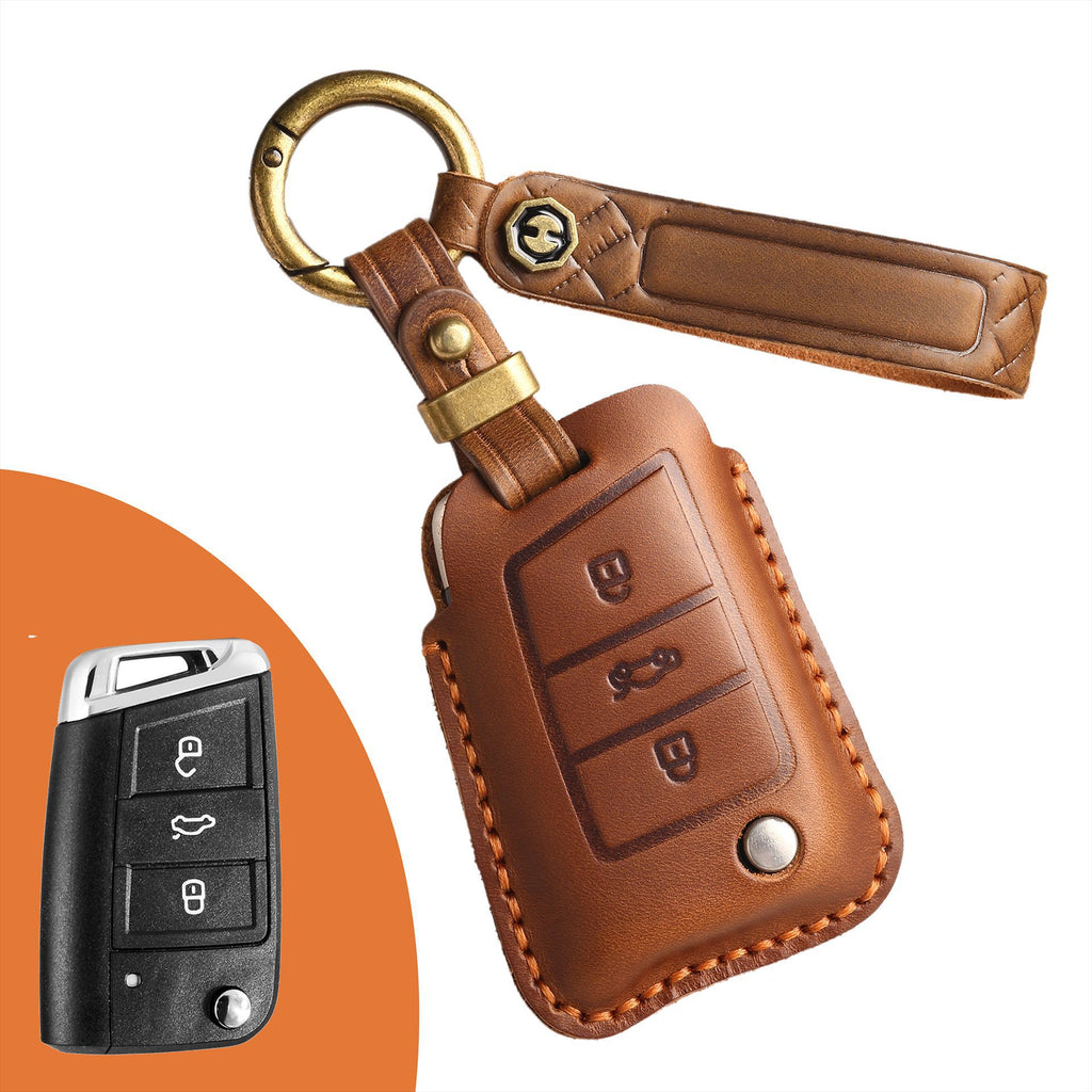 Vintage Handmade Luxury Leather Key Fob For All Volkswagen Models