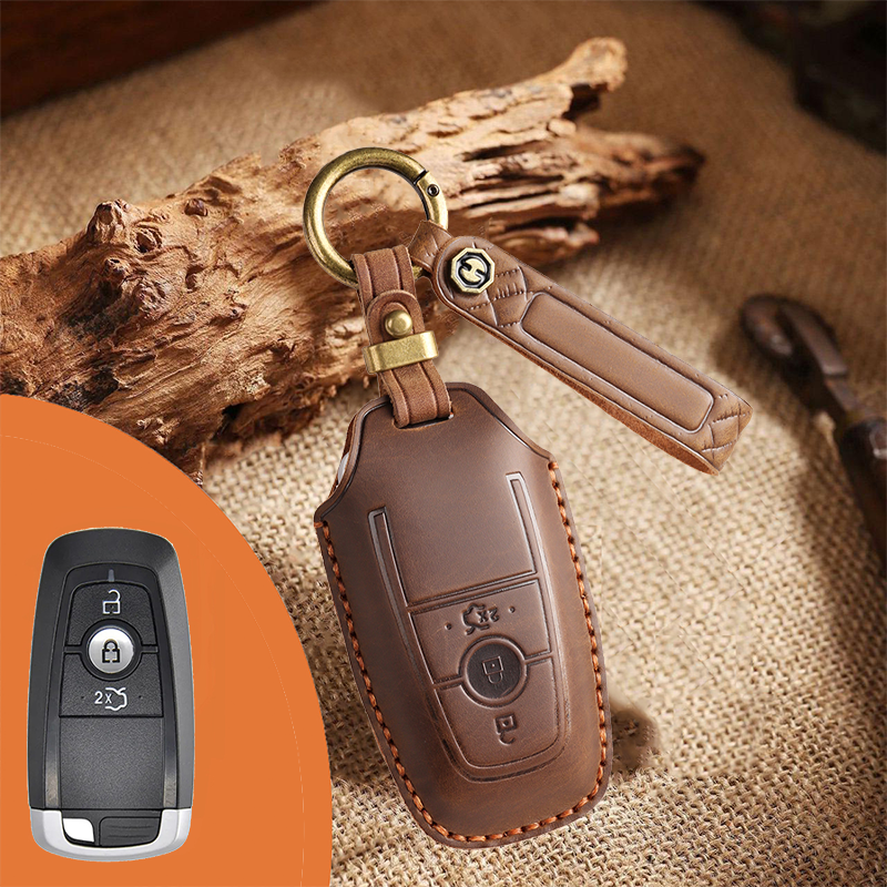 Genuine Leather Key Fob Cover for Ford (3-5 Buttons)