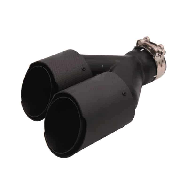 Car exhaust tip carbon fiber double row y-shaped exhaust tip black, inlet 63mm outlet 89mm