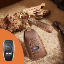 Load image into Gallery viewer, Genuine Leather Key Fob Cover for Subaru Outback, Forester, Legacy, and XV