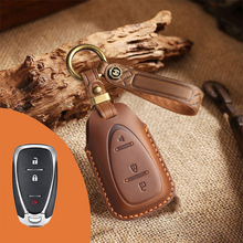 Load image into Gallery viewer, Genuine Leather Key Fob Cover for Chevrolet (2-6 Buttons)