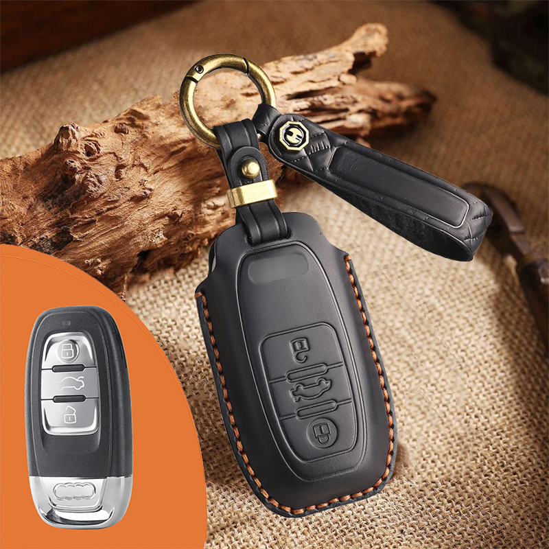 Genuine Leather Key Fob Cover for Audi