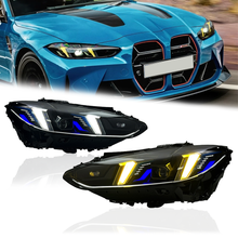 Load image into Gallery viewer, Snake Eyes Style Headlights for BMW 4 Series G22 G23 G26 M3 M4 (2021 - Present) Assembly Upgrade, Amber DRL