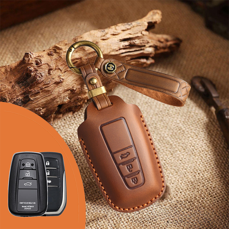 Genuine Leather Key Fob Cover for Toyota