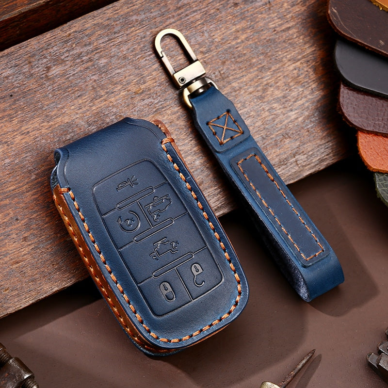 Premium Leather Key Fob Case Cover for Dodge Ram 2500/3500/4500/5500 (2019-2021), Compatible with RAM Pickup Models