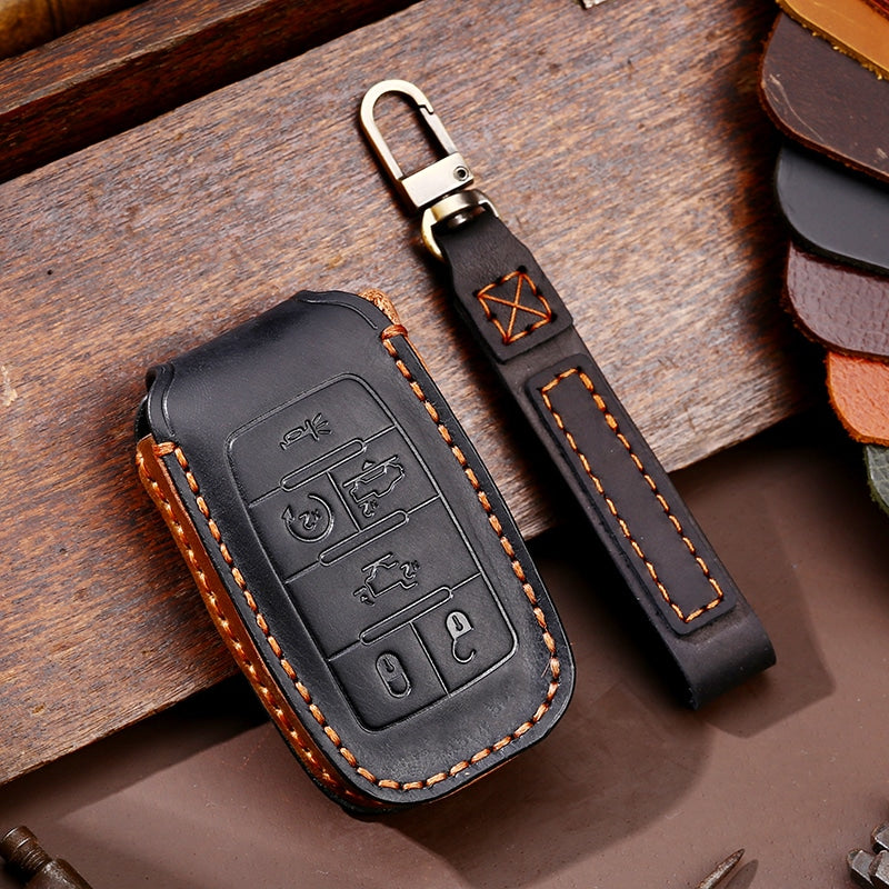 Premium Leather Key Fob Case Cover for Dodge Ram 2500/3500/4500/5500 (2019-2021), Compatible with RAM Pickup Models