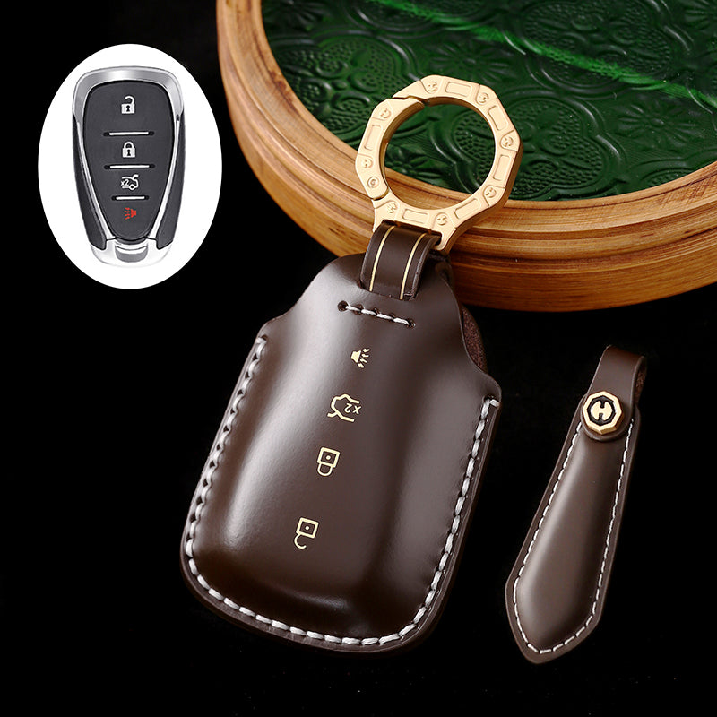 High-End Leather Key Cover Compatible with Chevrolet Malibu, Trailblazer, and Cruze