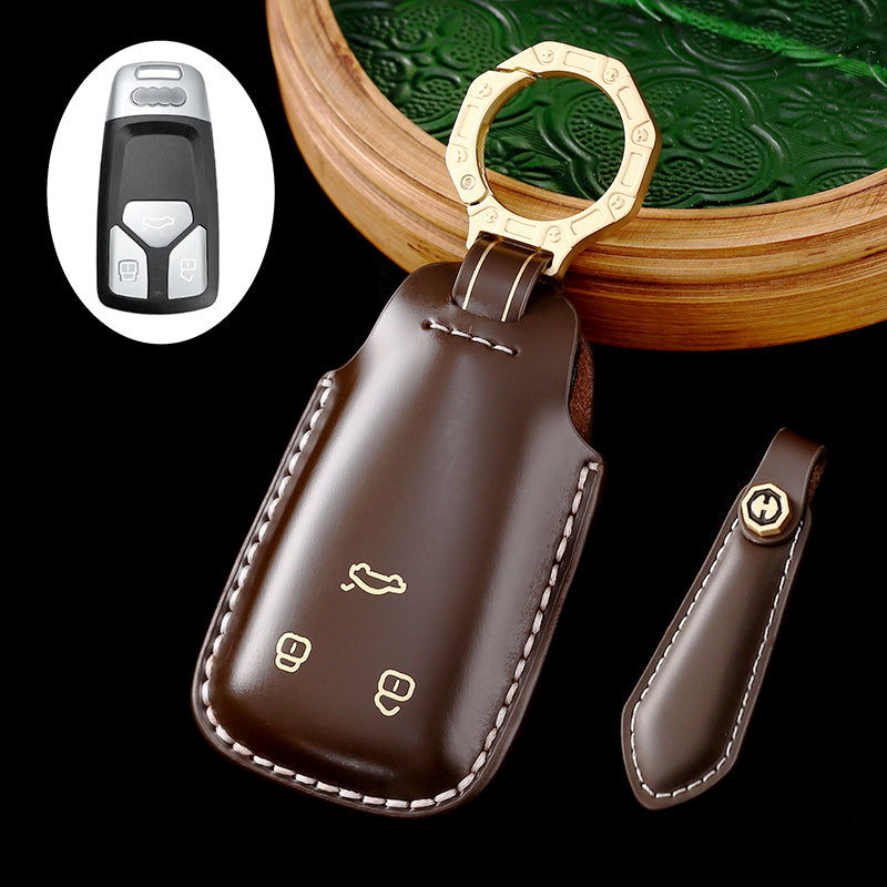 Handmade High-end Cowhide Key Protection Cover, Suitable for Audi A8, A4L, and A6L