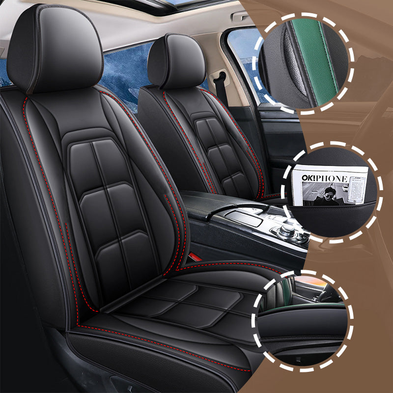 5-Seater Car Seat Covers, Universal Fit for Most Cars, SUVs & Trucks – Airbag Compatible Synthetic Leather Protectors