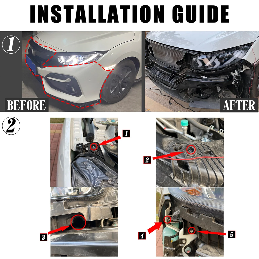 Demon Eye LED Headlights for 2016-2021 Honda Civic 10th Gen Projector Front Lamp Assembly (Pair)