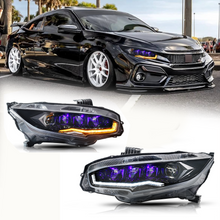 Load image into Gallery viewer, Diamond Lens Rotating LED headlights for Honda Civic 2016-2021 10th Gen Projector Front Lamp Assembly (Pair)