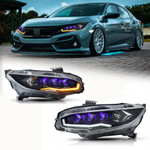 Load image into Gallery viewer, Diamond Lens Rotating LED headlights for Honda Civic 2016-2021 10th Gen Projector Front Lamp Assembly (Pair)