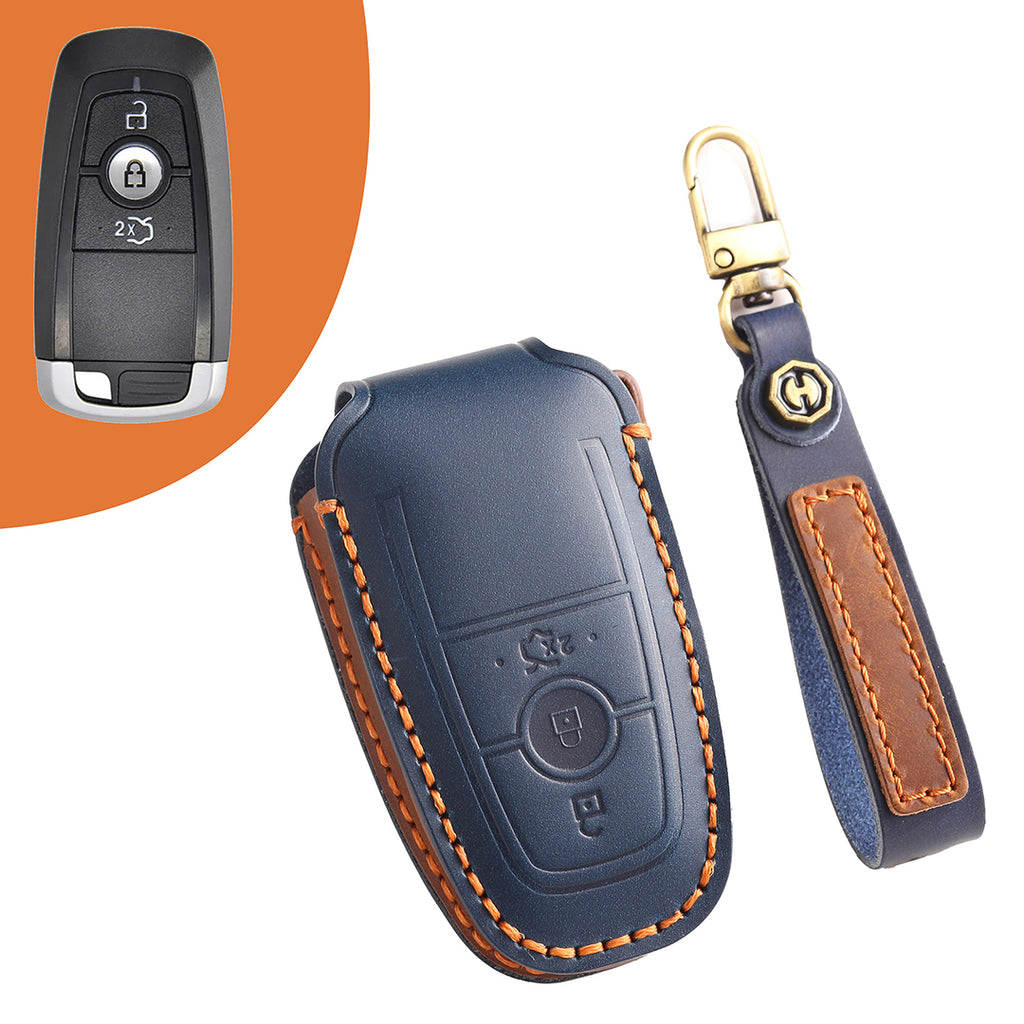 Premium Leather Keychain Protective Case for Ford Series [3-5 Buttons] - Keyless Remote Car Key Shell