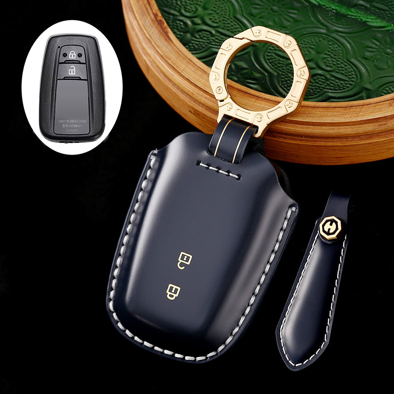 High-End Leather Key Cover with Gift Box, Suitable for Toyota Highlander, Alphard, Previa, and Vellfire